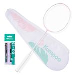 KUMPOO Badminton Racket 5U Lightweight Badminton Racquet: YULING Full Carbon Fiber Badminton Racket with Great-Performance & Balance, Professional Badminton Racket with Grip and Racket Bag, Pink
