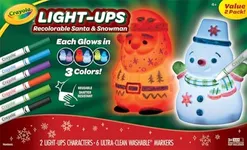 Crayola Light Ups Santa and Snowman Bundle, Recolorable Light Up Toy, Gift for Kids, 5, 6, 7, 8