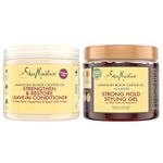 SheaMoisture Jamaican Black Castor Oil Strengthen & Restore Leave-In Conditioner 431 ml & SheaMoisture Jamaican Black Castor Oil Strong Hold Styling Gel for coily & curly hair 431 ml