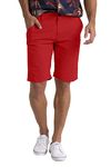 westAce Mens Summer Chino Shorts Slim-fit 9" Classic Cotton Casual Golf Beach Joggers Essential Half Pant All Waist Size 30-40 (Red, 32W)