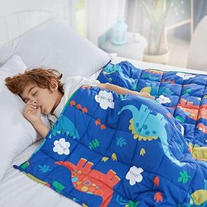 HOSUKKO Weighted Blanket Kids, Weighted Blanket for Kids 3 lbs Blue Dinosaur Heavy Blanket for Children, Toddler Weighted Blankets for Toddler, Kids Weighted Blanket (36 * 48 inches, 3 lbs)