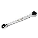 DAKCOS 4 in 1 Ratchet Wrench 10x13-17x19mm Double Ratchet Ring Wrench CR-V with Matt Chrome Finish