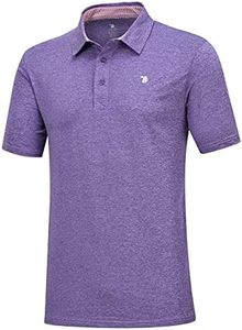 YSENTO Men's Golf Shirts Short Sleeve Dry Fit Moisture Wicking Sports Polo Shirts Purple Size XL