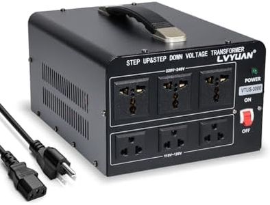 LVYUAN 3000 Watt Voltage Converter Transformer Heavy Duty Step Up/Down AC 110V/120V/220V/240V Power Converter with 3 US Outlets, 3 Universal Outlets, Resettable Circuit Breaker Protection