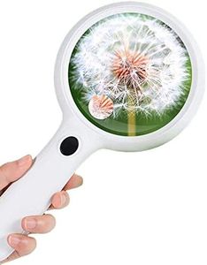 Magnifying Glass with 14 LED Lights for Reading, Craft Work and More, Large Handheld Illuminated Magnifier, 115mm Oversized Viewing Glass, 2X / 6X Magnification for Kids, Jewellers, Seniors,