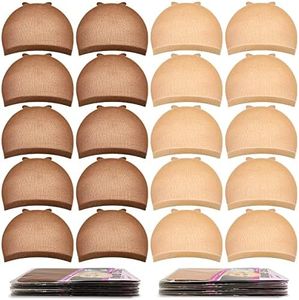 MORGLES Wig Caps, 20pcs Wig Caps For Women Stocking Caps For Wigs Stretchy Wig Caps Brown & Light Brown Wig Cap for Lace Front Wig