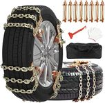 Nemtor Upgraded Snow Chains For Car,8 Pack Universal Emergency Anti Slip Tire Chains Snow Chain For Pickup Truck SUV,Thickened Manganese Steel Chain Use in Snow Ice Sand Mud (Tire Width 225-275mm)