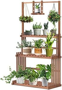 Wood Plant Ladder Shelf, Hanging Plant Stand 3 Tier Plant Shelf Flower Pot Display Stand Indoor Outdoor Plant Rack for Patio Garden Balcony