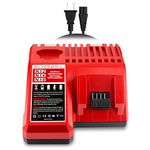 BatPower 48-59-1812 Multi Voltage 18v/12v Lithium XC Battery Rapid Charger Replacement for Milwaukee 18V M18 Battery Charger 12V M12 12V 48-59-1812 48-59-1808 Fast Charger