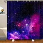 Loussiesd Outer Space Fabric Bathroom Shower Curtain Galaxy Sparkle Waterproof Shower Curtains Universe Starry Sky Shower Curtain with Hooks Purple Blue Cosmos Gradient Luxury Curtain,180x180cm