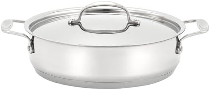 Stellar Profile 24cm Shallow Casserole Pan – 2L Stainless Steel Uncoated Saute Pan with Twin Handles – Induction Hob Compatible, Dishwasher & Oven Safe, Uncoated & PFAS-Free