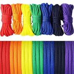 UOOOM 7 pcs Paracord Bracelet Cord Parachute Rainbow Rope Outdoor Survival Safe Rope Set for DIY Hand Woven 10 Feet