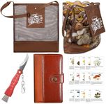 Seajan 18 Pcs Mushroom Foraging Kit includes Hunting Bag, Brush Guide Cards and Notebook for Harvesting Mushroom(Brown)