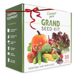 Grand Seed Growing Kit - 30 Vegetable Seeds Varieties - Gloves with Claws, 6 Biodegradable Peat Pots, 6 Bamboo Plant Markers - Grow Your Own Indoor Garden - Ideal Gardening Gift