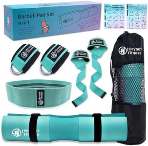 J Bryant Barbell Pad Set with 2 Ankle Straps for Cable Machines, Hip Resistance Band, Weight Lifting Straps, Thick Cushion Hip-Thrusts Pad with Carry Bag for Squats Bench Press Workout, lakegreen