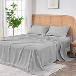 Sijo Premium 100% Bamboo Lyocell Bed Sheet Set 3 Piece, 2 Pillowcases, 1 Fitted, 3rd Gen Bamboo Sheets, Cooling Sheets, Moisture Wicking, Great for Hot Sleepers (Dove, Cal King - Minimal 3 Piece)