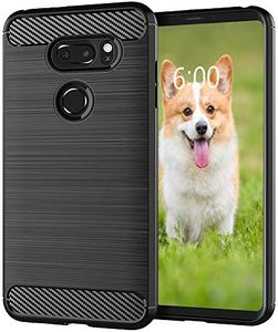 KEEPCA for LG V30 Case,Slim Thin Soft Silicone TPU Rubber Anti-Scratch Shockproof Carbon Fiber Protective Cases Cover for LG V35 ThinQ,Brushed Black