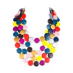 Ever Faith Colorful Beaded Necklace for Women, Multicolor Wood Bead African Bib Statement Layered Chunky Collar Necklace