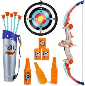 MIHRAMS Bow and Arrow Set for Kids, Kids Toys Archery Set, Kids Sport Toys for Boys Gift, 5 6 7 8 9 10 11+ Year Old Sport & Outdoor Toys for Gifts,Archery Play Set with Luminous Bow, Pretend Weapons