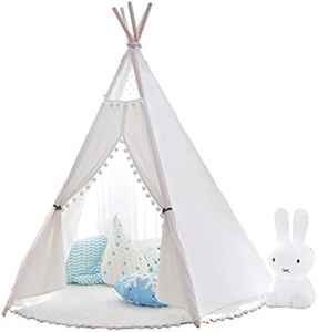Little dove Kids Teepee Children Play Tent with Floor Mat & Carry Case for Indoor Outdoor, Cotton Canvas