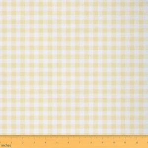 Checkered Fabric by The Yard Geometric Grid Indoor Outdoor Fabric Boho Gingham Plaid Soft Flannel Polyester No Stretch Fabrics Kids Girls Sewing Lovers Yellow Hobby Fabrics 10 Yards 360"x59"