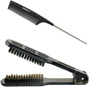 Double Sided Hair Straightening Brush and Clamp Brush Detangler for All Hair Types with Fast Heating & Temperature Control - 8.66 Inches, Jotron