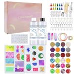 HASTHIP® 225Pcs Resin Art Craft Kit Epoxy Resin Art Craft Silicone Mold Kit for DIY Jewelry Making Resin Dog Collar Charm Bangle Making Assorted Colored Glitter Beginners DIY Resin Art Supplies Kit