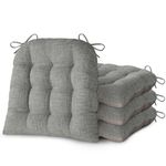 FlyGulls Chair Cushions for Dining Chairs Set of 4 Durable D-Shaped Seat Cushions with Non-Slip Backing Secure Ties Thick Cozy Seat Pad for Kitchen Dining Room Office(46x42x7.6cm Light Grey)