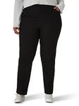 Chic Classic Collection Women's Plus Size Stretch Pull on Pant, Black Denim, 18W