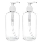 Empty Lotion Pump Bottles 8 Oz, Refillable Plastic Containers, BPA-Free PETE1, Crystal-Clear, Great for - Soap, Shampoo, Lotions, Liquid Body Soap, Creams and Massage Oil's, 2 Pack