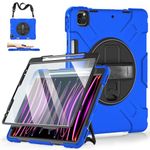 Case for iPad Air 13 2024: Silicone Protective Cover for iPad Pro 12.9 2022/2021/ 2020/2018 (6th/ 5th/ 4th/ 3rd Generation) with Screen Protector/Stand/Shoulder Strap/Handle/Pencil Holder