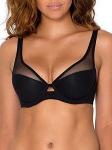 Smart & Sexy Women's Mesh Plunge Bra, Black Hue (Mesh), 38DDD