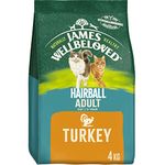 James Wellbeloved Hairball Adult Turkey 4 kg Bag, Hypoallergenic Dry Cat Food