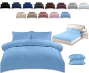 TheWhiteWater King Size Bed Duvet Cover Set - 3 in 1 King Bedding Set - Duvet Cover + Fitted Sheet + 2 Matching Pillowcases - Natural Cotton + Virgin Polyester (Duck Egg, King - 3in1)