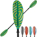 WONITAGO Kayak Paddles with Fiberglass Shaft and Reinforced PP Blade, Floating Adjustable Kayaking Oars, 3 Piece, 220-240 cm/86-94 Inches, Teal Stripe