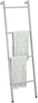 mDesign Freestanding Bathroom Towel Ladder - 4 Tier Metal Towel Rack - Towel Rail for Bath Towels, Clothes or Newspapers - Grey