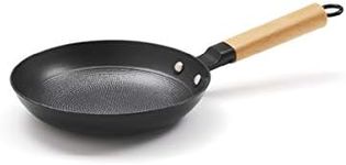 Qulinart by Brandt 173-001 Cast Iron Frying Pan (20 cm), Particularly Light in Weight, Includes Non-Stick Coating with Honeycomb Structure and Ergonomic Wooden Handle, Suitable for All Hob Types,