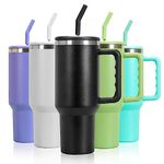 mebiusyhc 40oz Stainless Steel Vacuum Insulated Cup Double Wall Travel Flask Car Coffee Mug Tumbler with Straw with Handle for Hot Iced Coffee