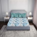 Spaces 100% Cotton Bedsheet for Double Bed King Size with 2 Pillow Covers | Super Soft, Breathable & Skin Friendly Bed Linen | Geometric Print | 224 x 254 cm (Pillow Covers: 43 x 68 cm) | Dark Grey