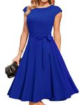 DRESSTELLS Women's Cocktail Dress, Summer Formal Wedding Guest Dress, Modest Graduation Prom Dress, Vintage Tea Party Casual Dress 2024 RoyalBlue L