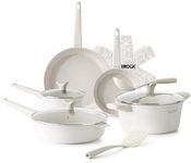 THE Rock SOHO 15Pcs Ceramic Cookware Set – Non Toxic Pots and Pans Set Non Stick with Rock.TEC – Nothing Sticks, Never Warps, Lasts Longer, PTFE PFOA & PFAS Free, Induction & Dishwasher Safe, Cream