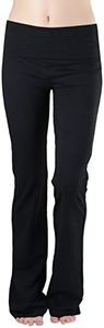 ToBeInStyle Women's Premium Fold Over Yoga Flare Pants - Black - XL