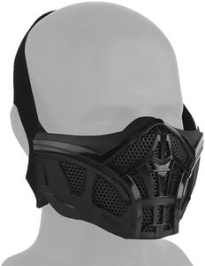 Airsoft Half Face Masks, Half Lower Steel Mesh Airsoft Protective Gear Breathable Silicone Lining Mesh Cover for Adult Men Women BBS Airsoft Shooting CS Survival Games (Black)