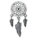 Sterling Silver Dangle Dream Catcher Net Feather Bead Fits European Charms Bracelets Necklaces