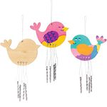 Baker Ross AT558 Bird Wooden Windchimes - Pack of 4, Musical Chime Kits for Kids Arts and Crafts Projects, Great Indoor or Outdoor or as a Gift for Creative Children