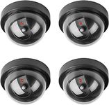 4 Pack Dummy Fake Camera Security CCTV Dome Cameras with Flashing Red LED Light for Indoor Outdoor Home Business, Black