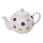 Cooksmart British Designed Ceramic Tea Pot | Large Teapot for Serving Hot Drinks | Tea Pots for All Family Sizes - Spotty Dotty