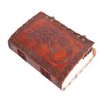 Handmade Leather Journal Notebook - Genuine Leather Bound Daily Notepad for Men & Women Plain Paper (New Dragon)