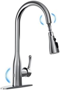 Touchless Kitchen Faucet with Pull Down Sprayer, Dual Sensor Sink Faucets, Stainless Steel Single Handle Faucet for 1 or 3 Hole, Suitable for Farmhouse Laundry Camper Rv Bar