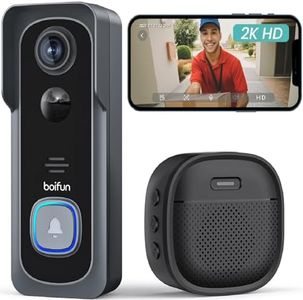 BOIFUN Wireless Doorbell Camera with Chime - 166° Wide Angle View, 2K HD Video, Quick Wake Up and Motion Detection, 6700mAh Battery, Intelligent HDR Night Vision, Two-Way Audio (No Subscription)